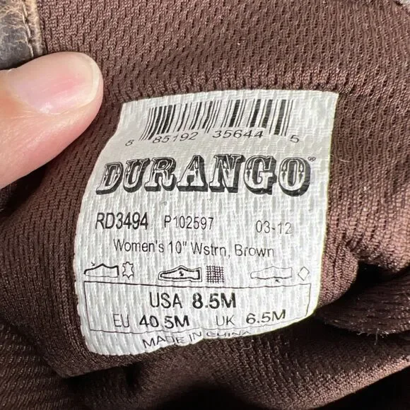 Durango Crush Women Brown Leather Slouch Western Boots 8.5M Distressed RD3494 - Picture 9 of 12